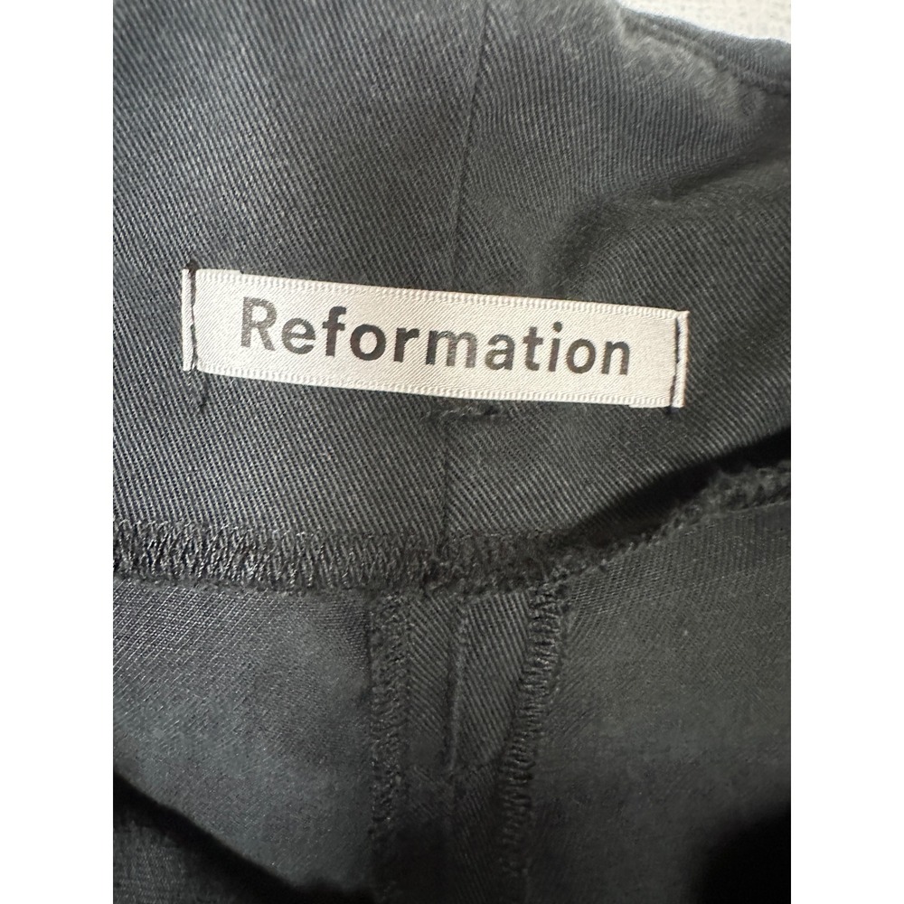 Reformation Avalon Pants Womens 8 Black High Waist Tie Ankle Paperboy Trousers - Picture 8 of 16